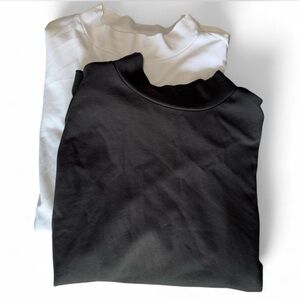 Bundle Black & White Murano Liquid Luxury Long Sleeve Mockneck Pullover